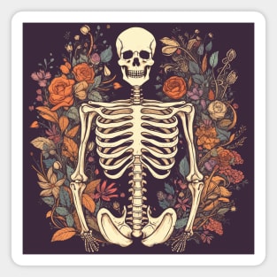 Skeleton and Flowers Magnet